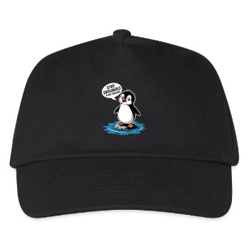Bleib Geerdet Schwebe Herum Pinguin Illustration - Kinder Basecap - Schwarz - Vorne