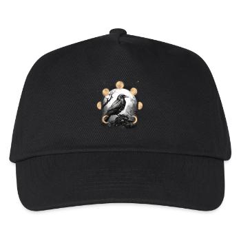 Raben Rabe Krähe Krähen - Kinder Basecap - Schwarz - Vorne