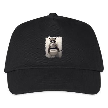 Funny raccoon on toilet with newspaper zoo pet - Kids’ Baseball Cap - black - Front