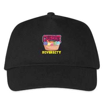 Celebrate Diversity Knitting Art - Kids’ Baseball Cap - black - Front