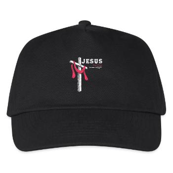Jesus - König der Könige, 1 Kreuz 3 Nägel 4 gegeben - Kinder Basecap - Schwarz - Vorne