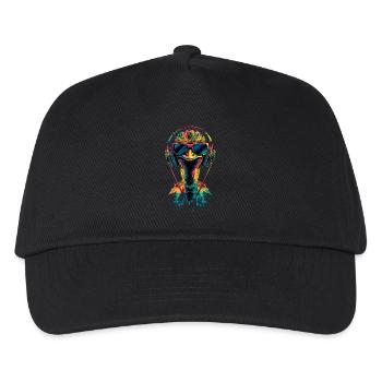 Strauss Vogel Kopfhörer Popart Emu Musik DJ Strauß - Kinder Basecap - Schwarz - Vorne