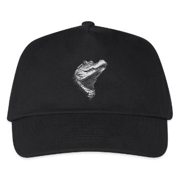 Alligator Portrait Krokodil Tiere Tier - Kinder Basecap - Schwarz - Vorne
