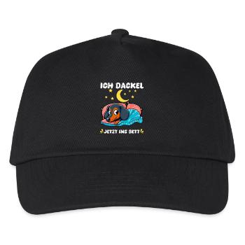 Hund Dackel Schlafoutfit Dackelfreund Sternennacht - Kinder Basecap - Schwarz - Vorne