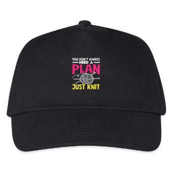 Stricken Kein Plan Einfach Stricken - Kinder Basecap - Schwarz - Vorne