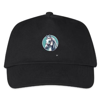 Ein Schimmel, ein weißes Pferd - Kinder Basecap - Schwarz - Vorne