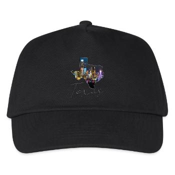 Austin Skyline in der Texas State Landkarte TX - Kinder Basecap - Schwarz - Vorne