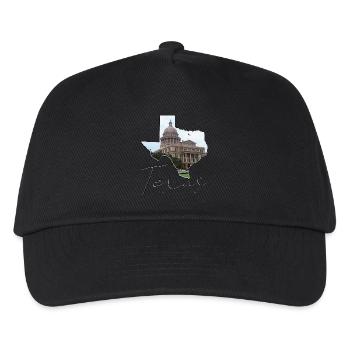 Texas State Capitol in Texas State Landkarte TX - Kinder Basecap - Schwarz - Vorne