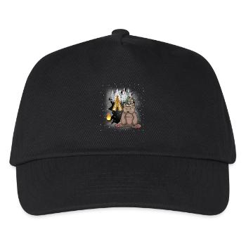 Schamanen Bär Tipi Lagerfeuer Wilder Westen Bären - Kinder Basecap - Schwarz - Vorne