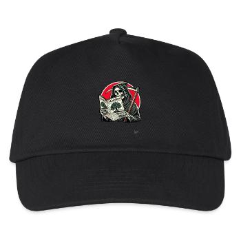Gardener Grim Reaper reads garden newspaper - Kids’ Baseball Cap - black - Front