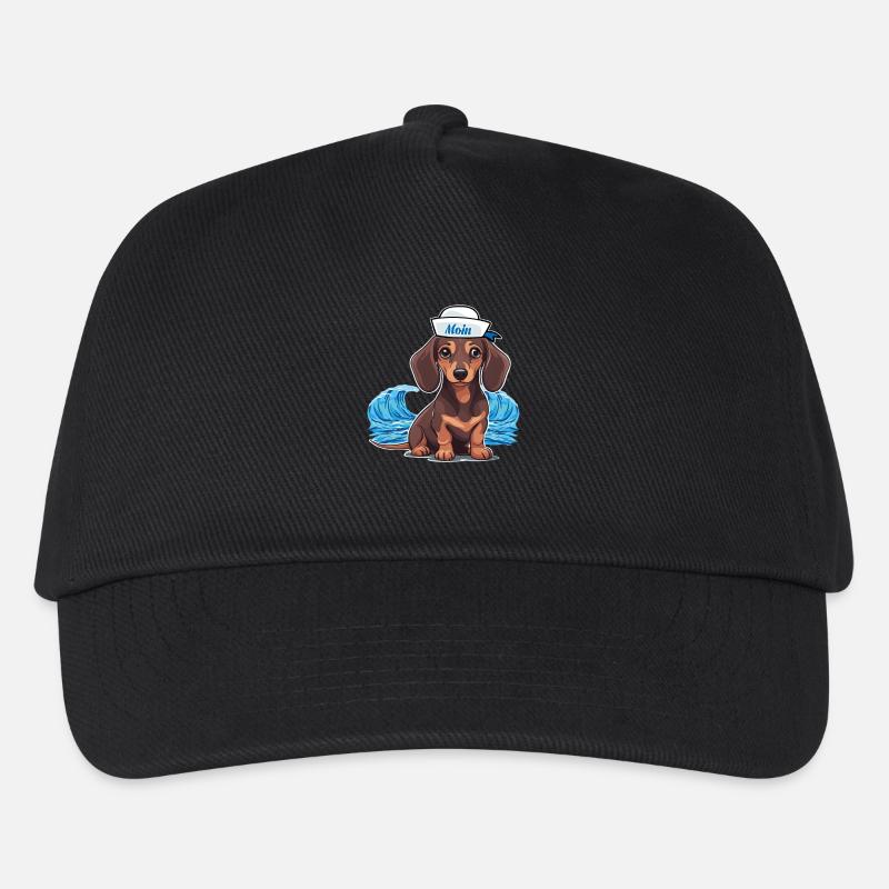 Dackel Hund Hunde Matrose maritim Hund - Kinder Basecap - Schwarz