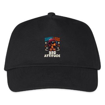 Hund Dackel Pfotenabdruck Beanie Dackelfreund Wau - Kinder Basecap - Schwarz - Vorne