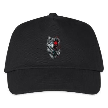 Funny Robot Art Wolf Cyborg Animal AI Wolf - Kids’ Baseball Cap - black - Front