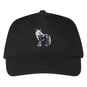Funny Robot Art Wolf Cyborg Animal AI Wolf - Kids’ Baseball Cap - black - Front