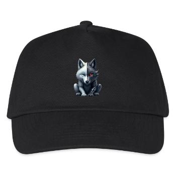 Funny Robot Art Wolf Cyborg Animal AI Wolf - Kids’ Baseball Cap - black - Front