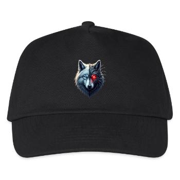 Lustiger Roboter Kunst Wolf Cyborg Tier AI Wolf - Kinder Basecap - Schwarz - Vorne