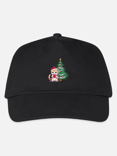 Nikolaus Kätzchen Tannenbaum Santa Katzen - Kinder Basecap - Schwarz