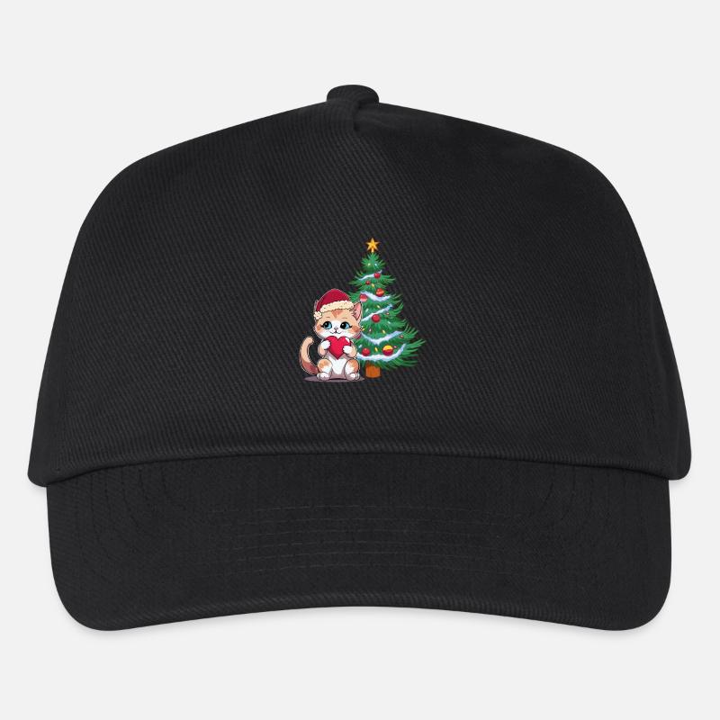 Nikolaus Kätzchen Tannenbaum Santa Katzen - Kinder Basecap - Schwarz