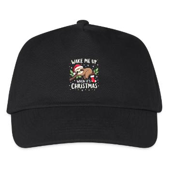 Weck mich auf wenn Weihnachten ist Süßes Faultier - Kinder Basecap - Schwarz - Vorne