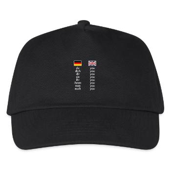 Englisch Deutsch Grammatik Lernen Witzige Lehrer - Kinder Basecap - Schwarz - Vorne