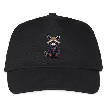 Lustige Roboter Tech Waschbär Cyborg Tier Raccoon - Kinder Basecap - Schwarz - Vorne