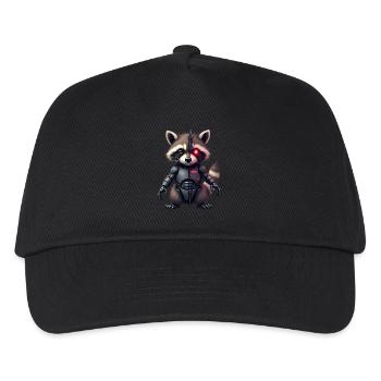 Lustige Roboter Tech Waschbär Cyborg Tier Raccoon - Kinder Basecap - Schwarz - Vorne