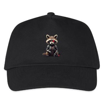 Lustige Roboter Tech Waschbär Cyborg Tier Raccoon - Kinder Basecap - Schwarz - Vorne