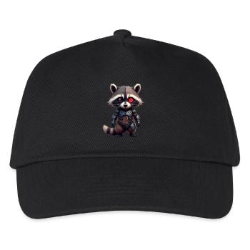 Lustige Roboter Tech Waschbär Cyborg Tier Raccoon - Kinder Basecap - Schwarz - Vorne