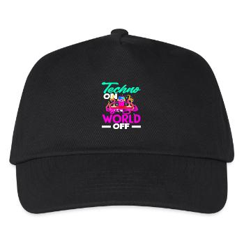 Techno Lover: Techno On World Off - Kids’ Baseball Cap - black - Front