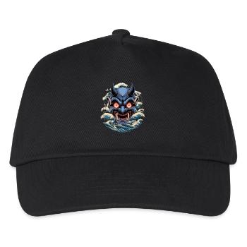 Japan Oni Maske Dämon Sad Aesthetic Edgy Streetwea - Kinder Basecap - Schwarz - Vorne