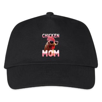 Chicken Mom Huhn Mama Bäuerin Muttertag Hühner - Kinder Basecap - Schwarz - Vorne