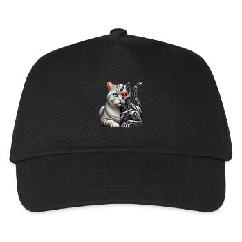 Funny Robot Cat Tech Cats Cyborg Animal Cat - Kids’ Baseball Cap - black - Front