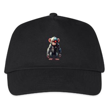 Lustiger Roboter Kunst Affe Cyborg Tier AI Monkey - Kinder Basecap - Schwarz - Vorne
