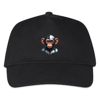 Lustiger Roboter Kunst Affe Cyborg Tier AI Monkey - Kinder Basecap - Schwarz - Vorne