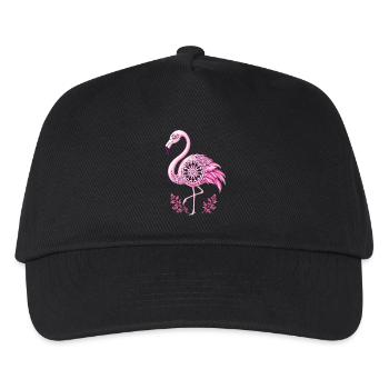 Mandala Flamingo Flamingo Wasservogel Flamingo - Kinder Basecap - Schwarz - Vorne