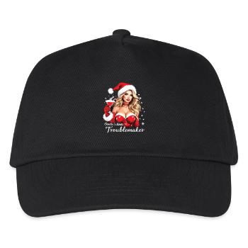 Santa's Little Troublemaker Christmas Hat - Kids’ Baseball Cap - black - Front