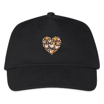 Hühner Herz Henne Huhn Hahn Herzform - Kinder Basecap - Schwarz - Vorne