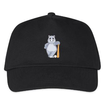 Nilpferd Baseball Baseballschläger - Kinder Basecap - Schwarz - Vorne