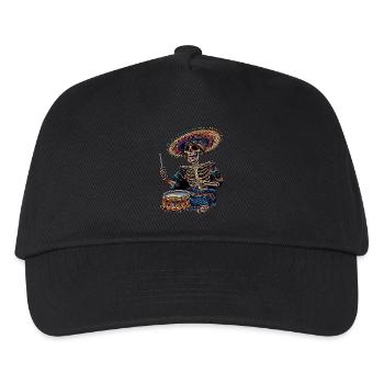 Mexikanisches Skelett Trommeln - Kinder Basecap - Schwarz - Vorne
