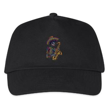 Saxophon Mexikanisches Skelett - Kinder Basecap - Schwarz - Vorne