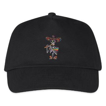 Flöte Mexikanisches Skelett - Kinder Basecap - Schwarz - Vorne
