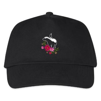 Honey Badger With Flowers - Kids’ Baseball Cap - black - Front
