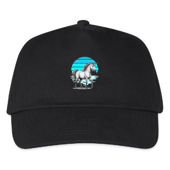 Pferd Pferde Einhorn Einhörner Fabelwesen Märchen - Kinder Basecap - Schwarz - Vorne