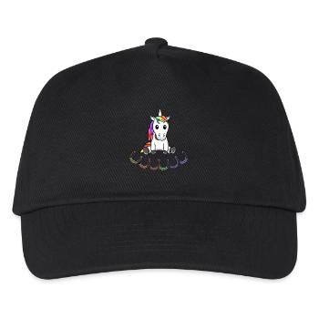 Einhorn Einhörner Kinder Kind - Kinder Basecap - Schwarz - Vorne
