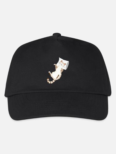 Entspannte Katze mit Kissen-Gemütliches Tierdesign - Kinder Basecap - Schwarz