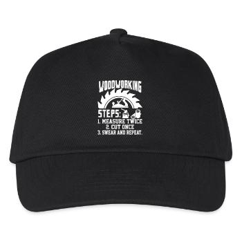 Woodworking Steps Mearsure Twice - Kids’ Baseball Cap - black - Front
