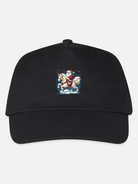 Lustiges Santa Claus Einhorn Motiv - Kinder Basecap - Schwarz