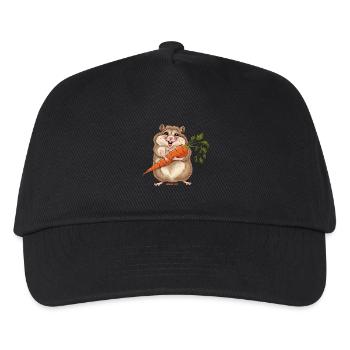 Fröhlicher Hamster mit Möhre - Kinder Basecap - Schwarz - Vorne