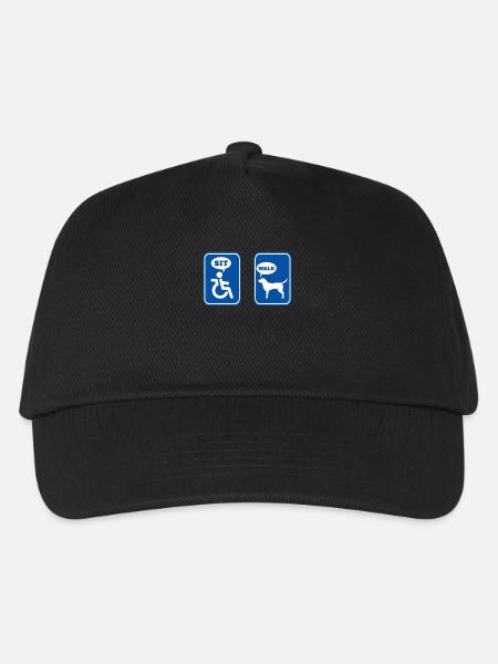 Rollstuhl Sit Hund Walk Symbol Humor - Kinder Basecap - Schwarz