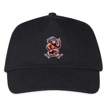 Neandertaler Skateboard Skater - Kinder Basecap - Schwarz - Vorne